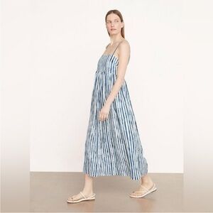 Vince Painterly Striped Blue and White Spaghetti Strap Maxi Dress